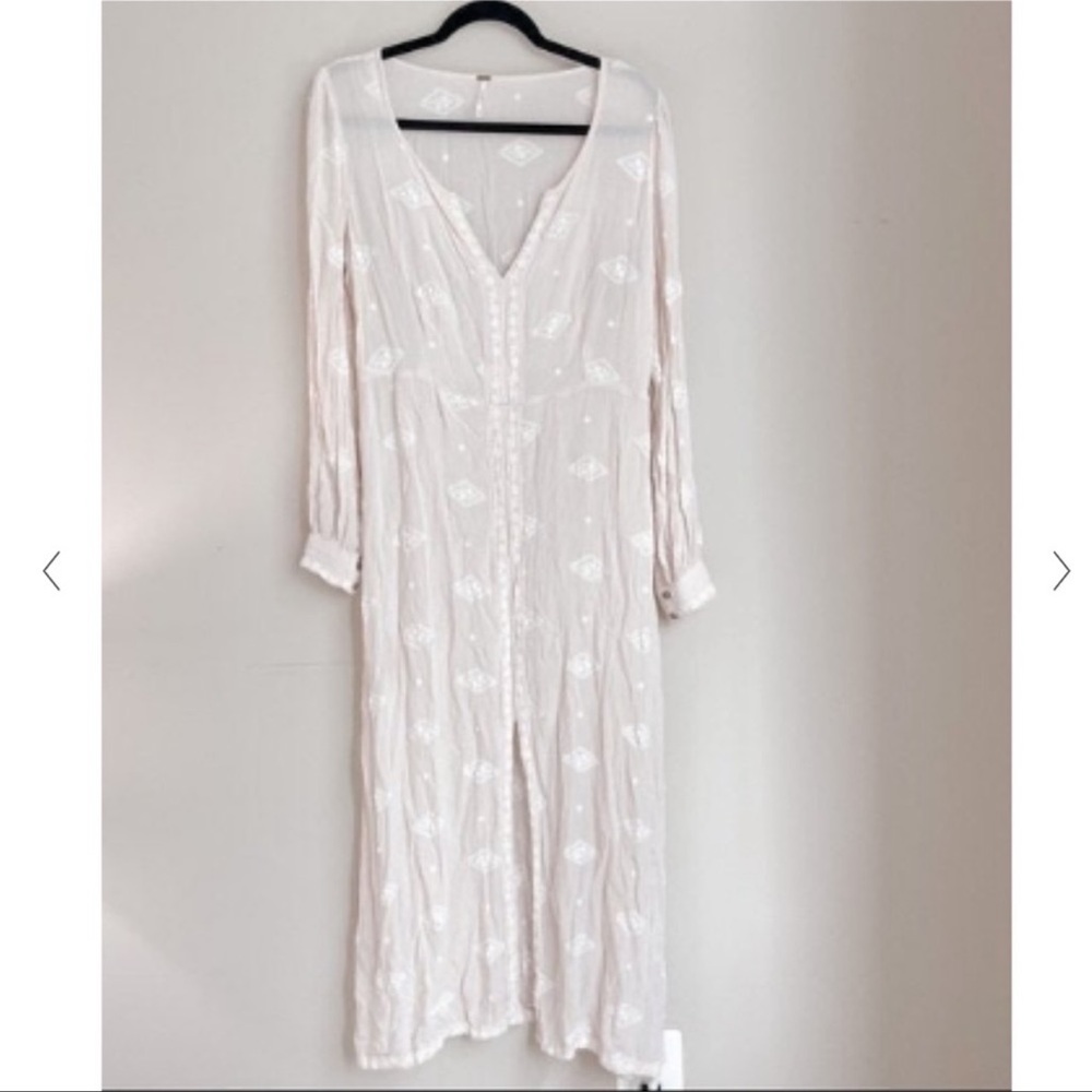 Free People Embroidered Long Sleeve Maxi Dress